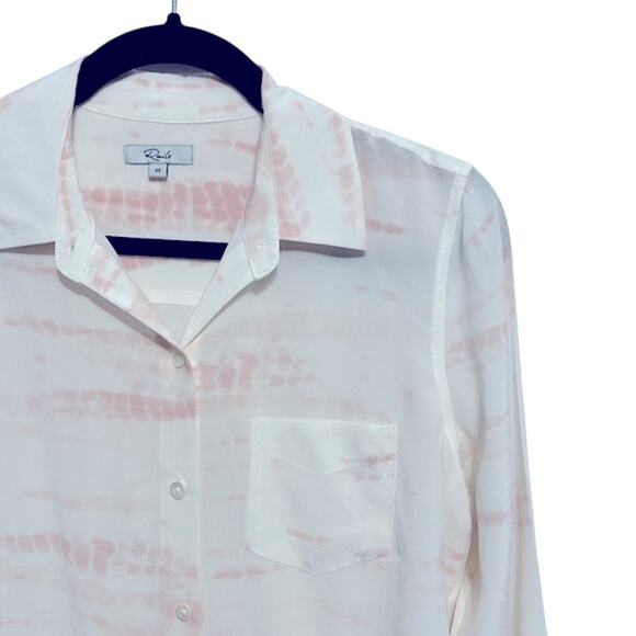Rails Val Tie-dye Pink and White 100% Silk Button-down Shirt size xs - Picture 5 of 10